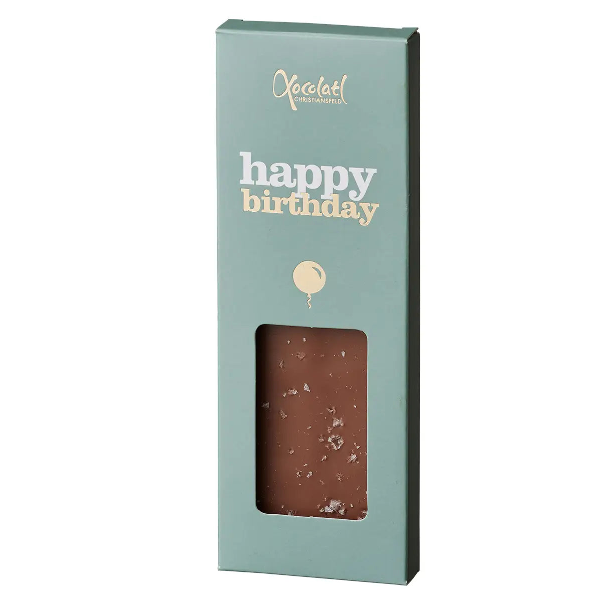 Xocolatl Happy Birthday karamelchokolade med havsalt, gaveklar chokoladeplade til fødselsdag med sød og salt smag, 50 g