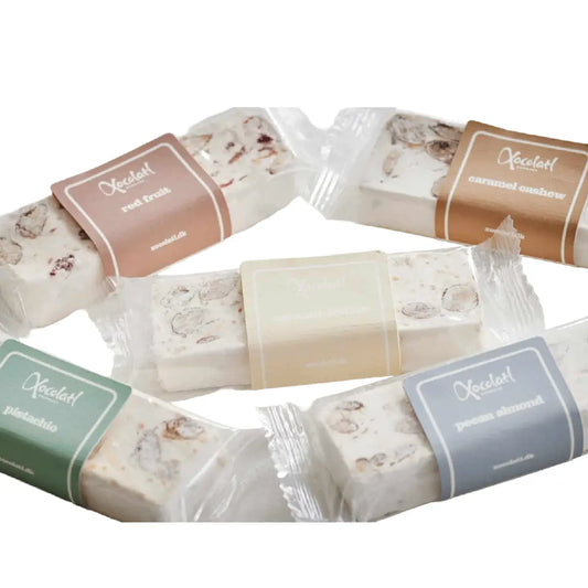 Xocolatl Red Fruit French Nougat 50 g med mandler og røde bær