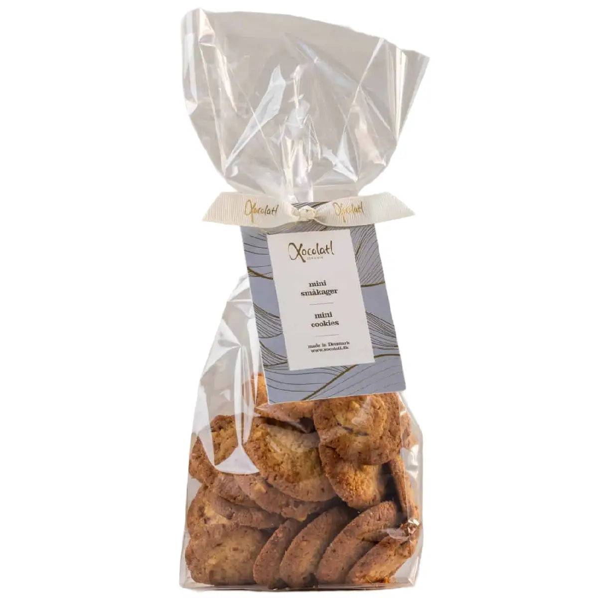 Xocolatl småkager mini cookie, smørbagte småkager med mandler, tranebær, brun farin og vanilje i pose med 150 g