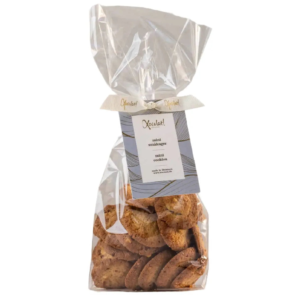 Xocolatl småkager mini cookie, smørbagte småkager med mandler, tranebær, brun farin og vanilje i pose med 150 g