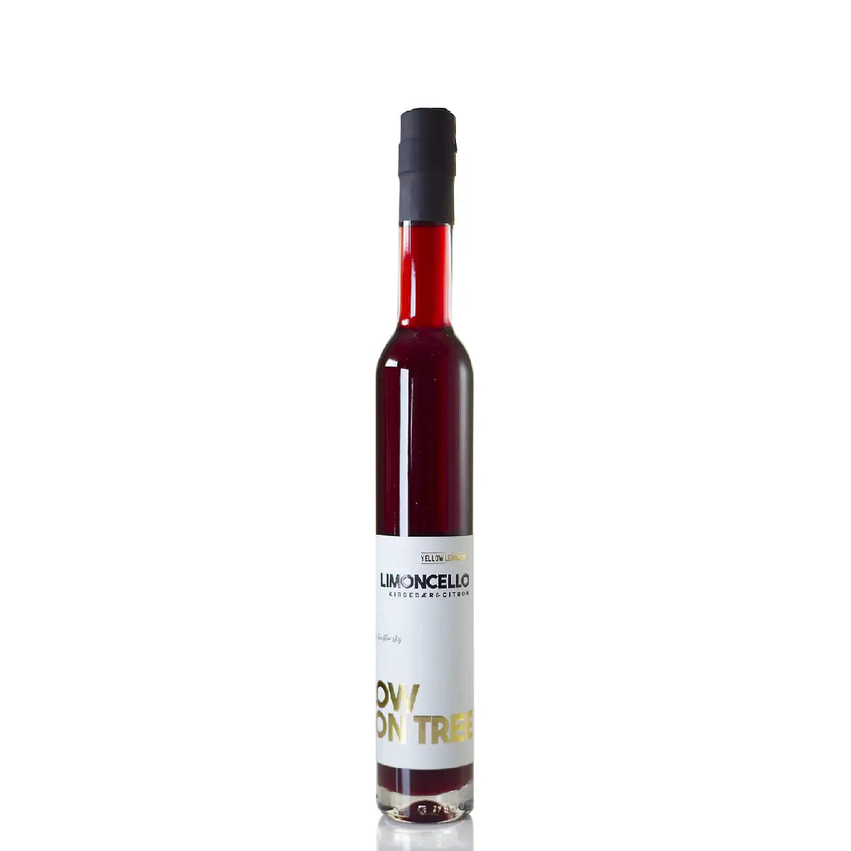 Yellow Lemon Tree Limoncello Kirsebær Christmas Edition – frugtig limoncello med solmodne citroner og søde kirsebær, 35 cl, 20% vol., perfekt til spritz med prosecco og danskvand