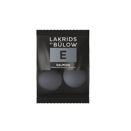 Lakrids by Bülow E - SALMIAK Flowpack 12 g med 2 kugler saltlakrids, hvid chokolade, salmiak og lakridspulver