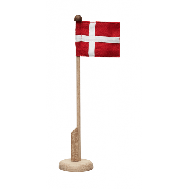 Langkilde & Søn bordflagstang i egetræ med Dannebrogsflag 30 cm